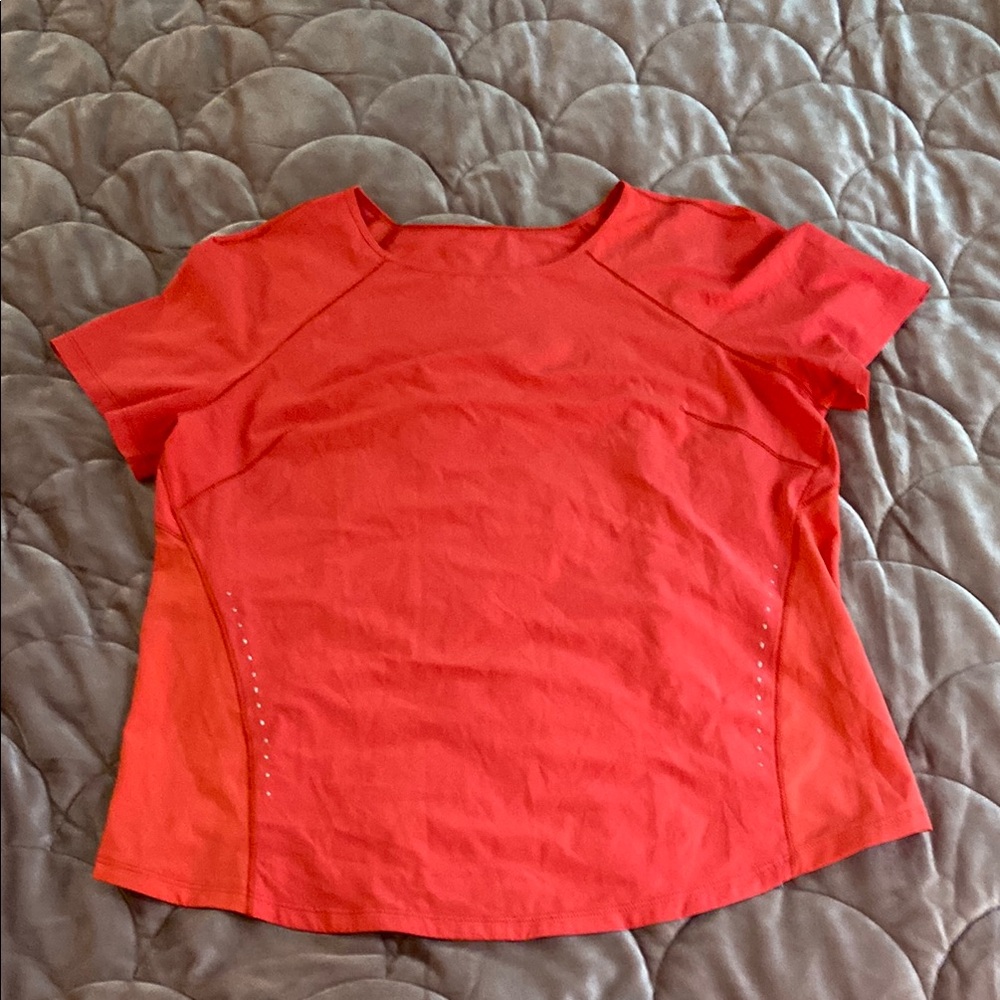 Lululemon Athletica Red Fitted Cap Sleeve Tee